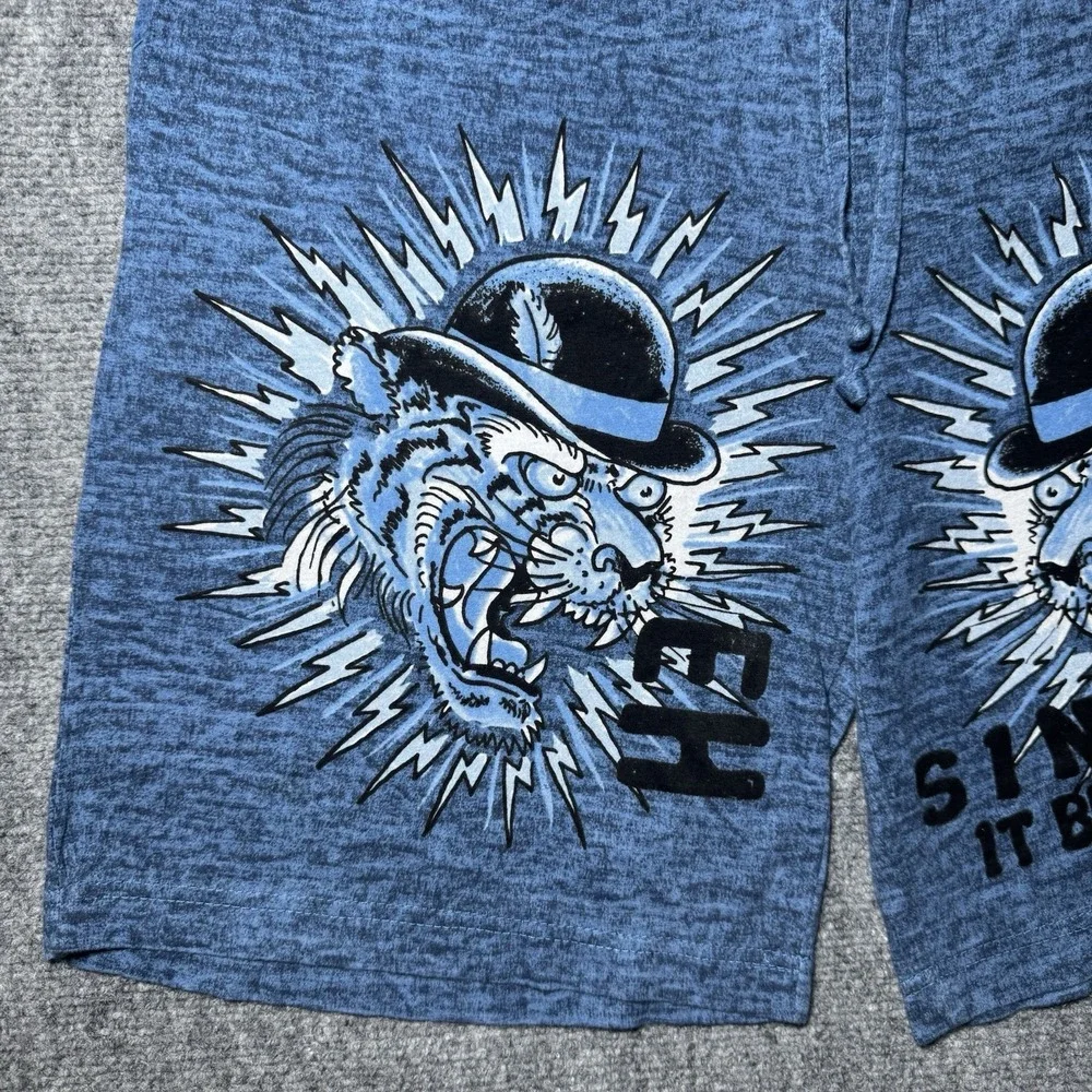 Ed Hardy Soft Knit Sleep Lounge Pajama Shorts Blue Men Medium Drawstring Cotton